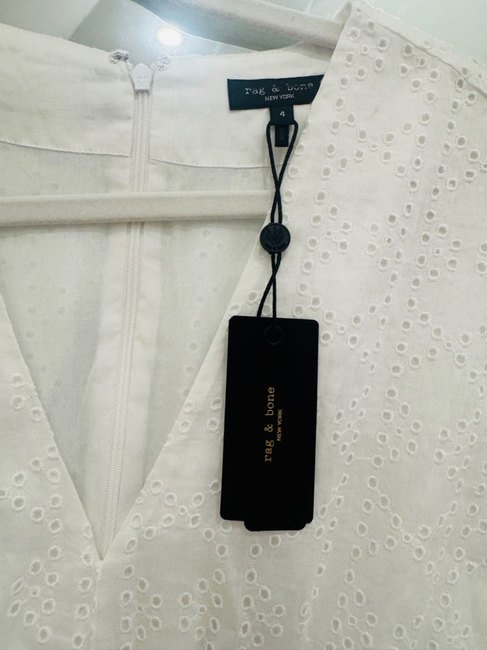 rag & bone White Eyelet V-Neck Dress - Picture 11 of 11